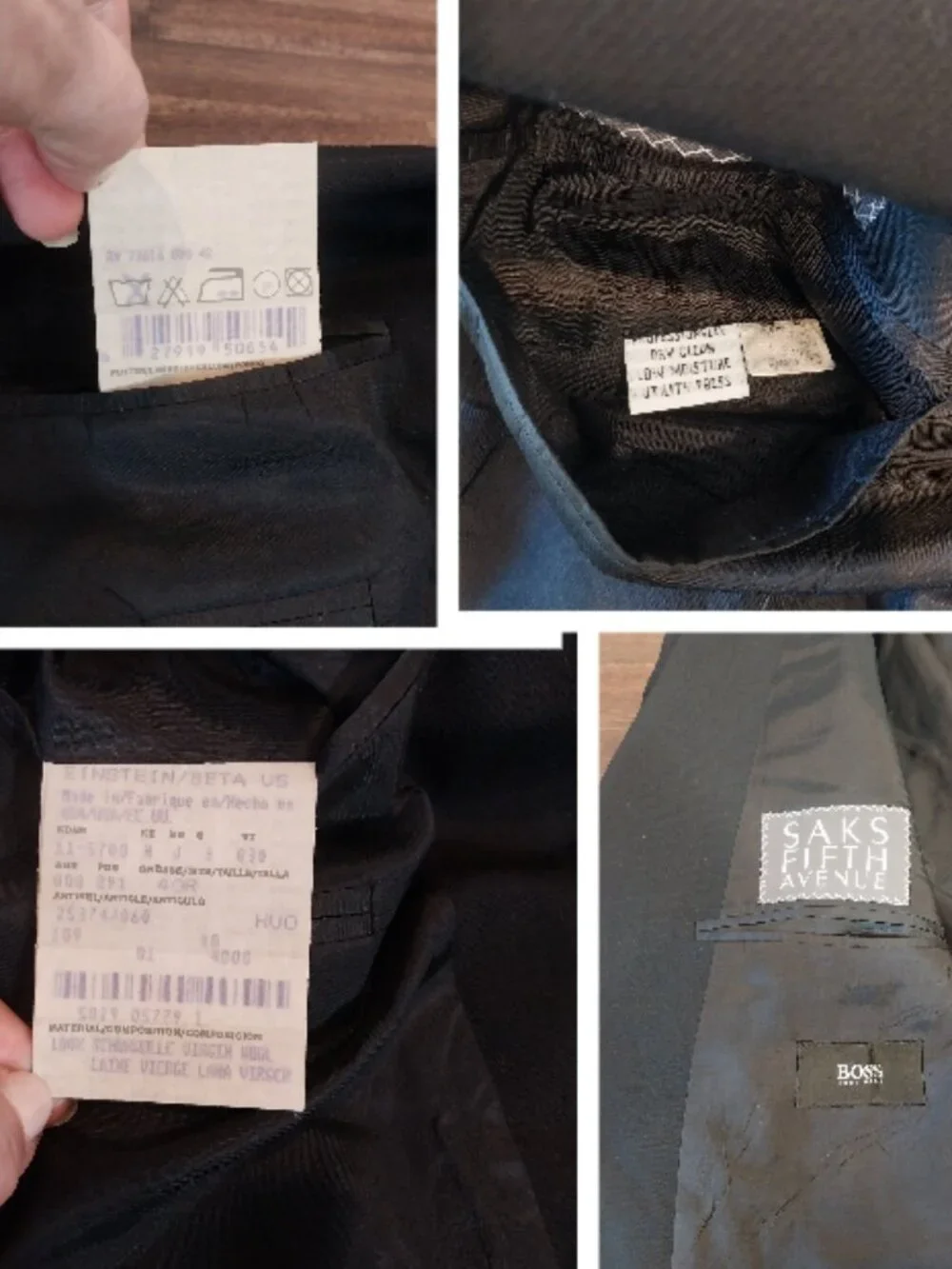 Vintage Hugo Boss Sport Coat 44R Solid Black 100% Virgin Wool Blazer Made in USA